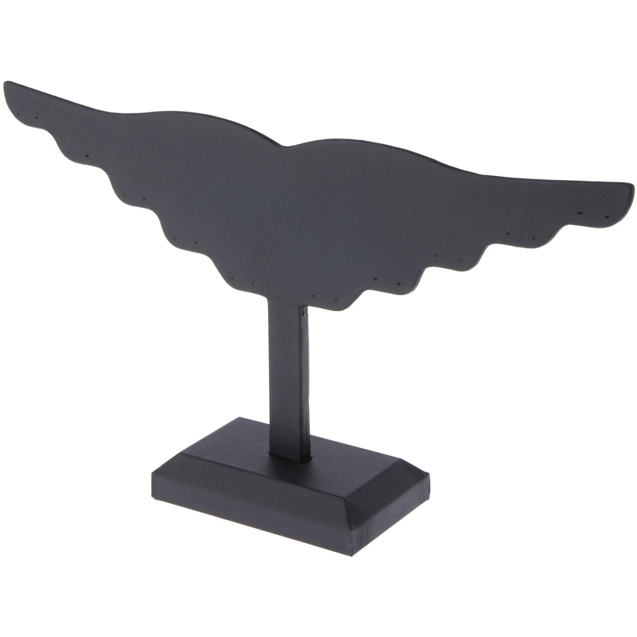 Plymor Black Faux Leather Wing Style, Ten Pair Earring Display Stand, 12.5" W x 6.5" H